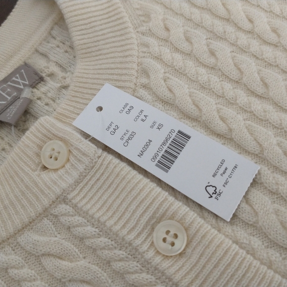 J-CREW Cable-knit crewneck cardigan in merino wool, NWT - Picture 11 of 11